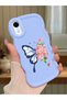 Simple Blue Silicone Phone Case Butterfly Pattern Compatible with iPhone Xr Shockproof - 2