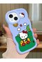 Simple Blue Silicone Phone Case Compatible with iPhone 14 Plus Hello Kitty Pattern Shockproof - 2