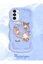Simple Blue Silicone Phone Case Kitty Pattern Compatible with Samsung Galaxy A13 Shockproof