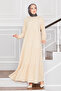 Buttoned Front Layered Hijab Dress Beige - 3