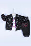 Heart Patterned Cardigan Cotton 3-Piece Baby Girl Set
