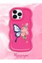 Simple Red Silicone Phone Case Butterfly Pattern Compatible with iPhone 13 Pro Max Shockproof