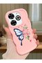 Simple Pink Silicone Phone Case Butterfly Pattern Shockproof Compatible with Infinix Smart 8 Plus - 2