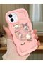 Simple Pink Silicone Phone Case Kitty Pattern Compatible with iPhone 12 Shockproof - 2