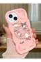 Simple Pink Silicone Phone Case Kitty Pattern Shockproof Compatible with iPhone 14 Plus - 2