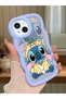 Simple Blue Silicone Phone Case Stitch Pattern Compatible with iPhone 13 Shockproof - 2