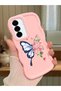 Simple Pink Silicone Phone Case Butterfly Pattern Shockproof Compatible with Samsung Galaxy A36 5g - 2