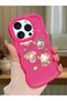 Simple Red Silicone Phone Case Kitty Pattern Compatible with iPhone 15 Pro Max Shockproof - 2