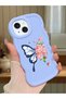 Shockproof Simple Blue Silicone Phone Case Butterfly Pattern Compatible with iPhone 15 - 2