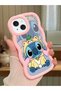 Simple Pink Silicone Phone Case Stitch Pattern Compatible with iPhone 14 Plus Shockproof - 2