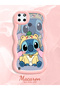 Simple Pink Silicone Phone Case Stitch Pattern Compatible with Realme C25Y Shockproof