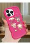 Simple Red Silicone Phone Case Kitty Pattern Compatible with iPhone 13 Pro Shockproof - 2