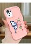 Simple Pink Silicone Phone Case Butterfly Pattern Shockproof Compatible with Xiaomi Redmi Note 10 4g - 2