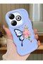 Simple Blue Silicone Phone Case Butterfly Pattern Compatible with Infinix Hot 40I Shockproof - 2