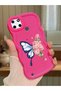 Simple Red Silicone Phone Case Butterfly Pattern Shockproof Compatible with Realme C25Y - 2