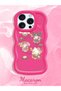 Simple Red Silicone Phone Case Kitty Pattern Compatible with iPhone 15 Pro Shockproof