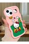 Simple Pink Silicone Phone Case Compatible with iPhone 14 Plus Hello Kitty Pattern Shockproof - 2