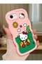 Simple Pink Silicone Phone Case Compatible with iPhone Se 2022 Shockproof Hello Kitty Pattern - 2