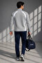 Men's Double Face Fabric Zippered Stand Collar Gray White Tracksuit Set - 7942 - 4