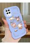 Simple Blue Silicone Phone Case Kitty Pattern Compatible with Samsung Galaxy A12 Shockproof - 2
