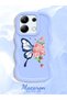 Simple Blue Silicone Phone Case Butterfly Pattern Compatible with Redmi Note 13 4g Shockproof
