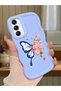 Simple Blue Silicone Phone Case Butterfly Pattern Compatible with Samsung Galaxy A14 Shockproof - 2