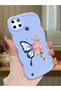 Simple Blue Silicone Phone Case Butterfly Pattern Compatible with Realme C25Y Shockproof - 2