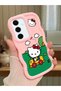 Simple Pink Silicone Phone Case Hello Kitty Pattern Compatible with Samsung Galaxy S24 Fe Shockproof - 2