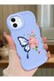 Simple Blue Silicone Phone Case Butterfly Pattern Compatible with iPhone 12 Shockproof - 2