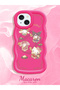 Simple Red Silicone Phone Case Kitty Pattern Compatible with iPhone 14 Shockproof