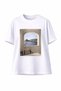 White Mediterranean Landscape Printed Oversize Crew Neck Cotton Women's T-Shirt - 2