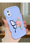 Simple Blue Silicone Phone Case Butterfly Pattern Compatible with iPhone XS Shockproof - 2