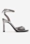 Women's Ankle Strap Thin Heeled Sandals Silver Skin - 2