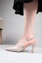 Veron Low Heel Stiletto with Stone Buckle Accessories Beige - 4