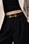 حزام نسائي رفيع من Imperio Gold D Buckle ذو وجهين باللونين الأسود والبني - 2