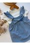 100% Cotton Gilet Baby Girl Dress with Bows and Ruffles - 3