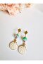 Steel Oyster Natural Stone Earrings 5 cm