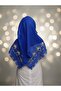 وشاح رأس مطرز باللون الأزرق من القطن