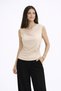 Drapeli Shoulder Buckle Detailed Sleeveless Blouse & Black High Waist Wide Leg Pants Set - 2