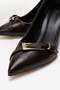 Women's Chain Heeled Shoes Brown Crinkled - 3