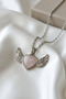 Natural Stone Angel Wing Heart Cut Pendant Amethyst Aventurine Pink Quartz - 2