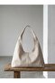 Beige Fabric Tote Bag - Large Size - Waterproof Fabric - Women's Hand and Shoulder Bag - 2