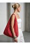 Red Striped Fabric Tote Bag - Large Size - Waterproof Fabric - Women's Hand and Shoulder Bag - 2