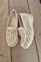 Ern -36100 Eren Shoes&Bag Genuine Leather Laser Patterned Medium Buckle Flat and Light Sole Orthopedic Shoes Cream - 4
