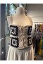 Motif Bustier Crop Top - 3