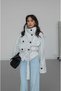 New Season Women's Polka Dot Stand Collar Short Belted Trench Coat - 3