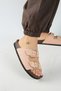 ®   Premium Petra Genuine Leather Snake Textured Double Belt Buckle Women's Daily Slippers