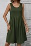 Women's Strappy Round Neck Front Pleated Short Aerobin Dress - 3