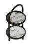 2-tier white marble patterned cosmetic jewelry bathroom organizer - 5