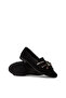 Women's Black Perforated Suede Ballerinas - 3